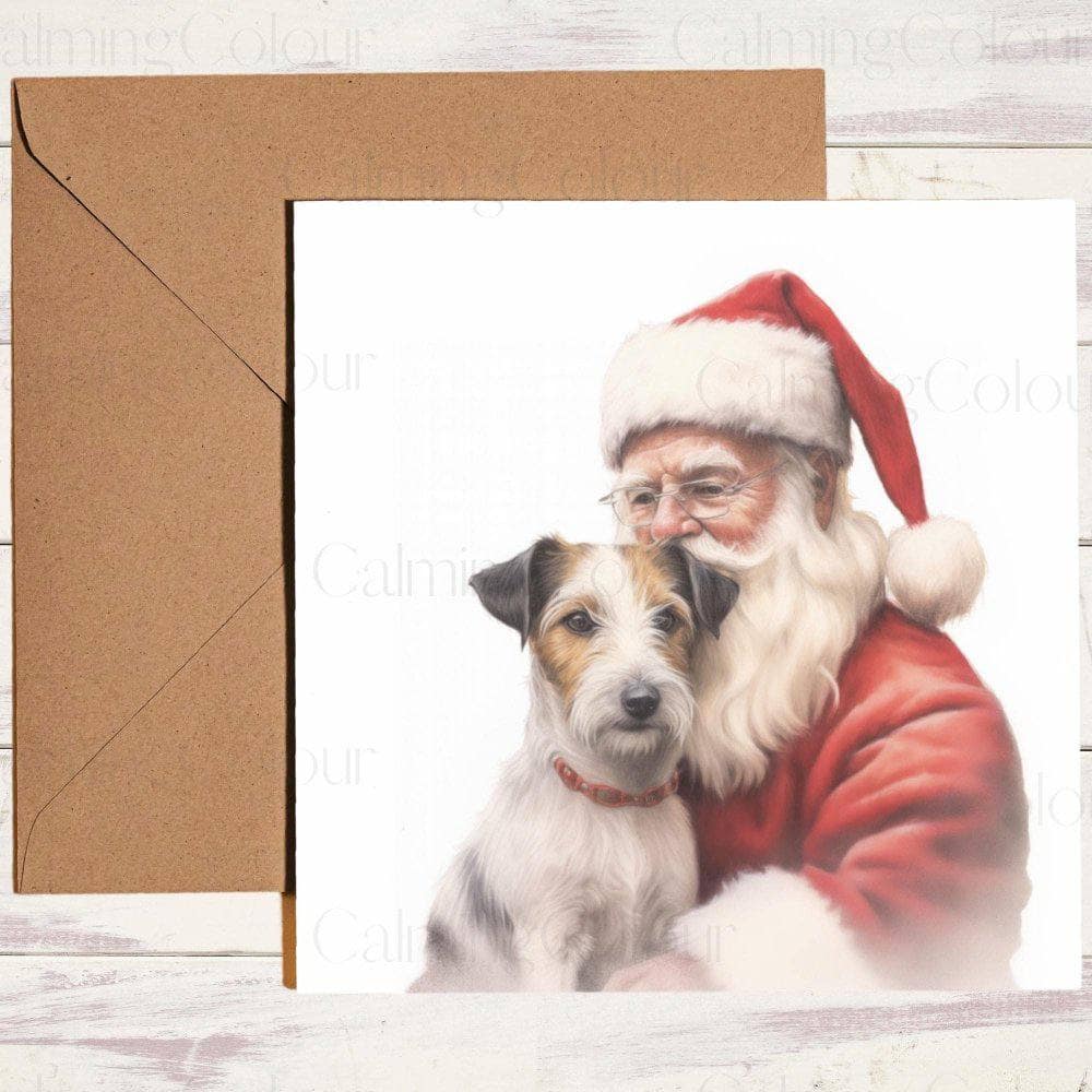 Jack Russell with Santa Christmas Card | Christmas Card