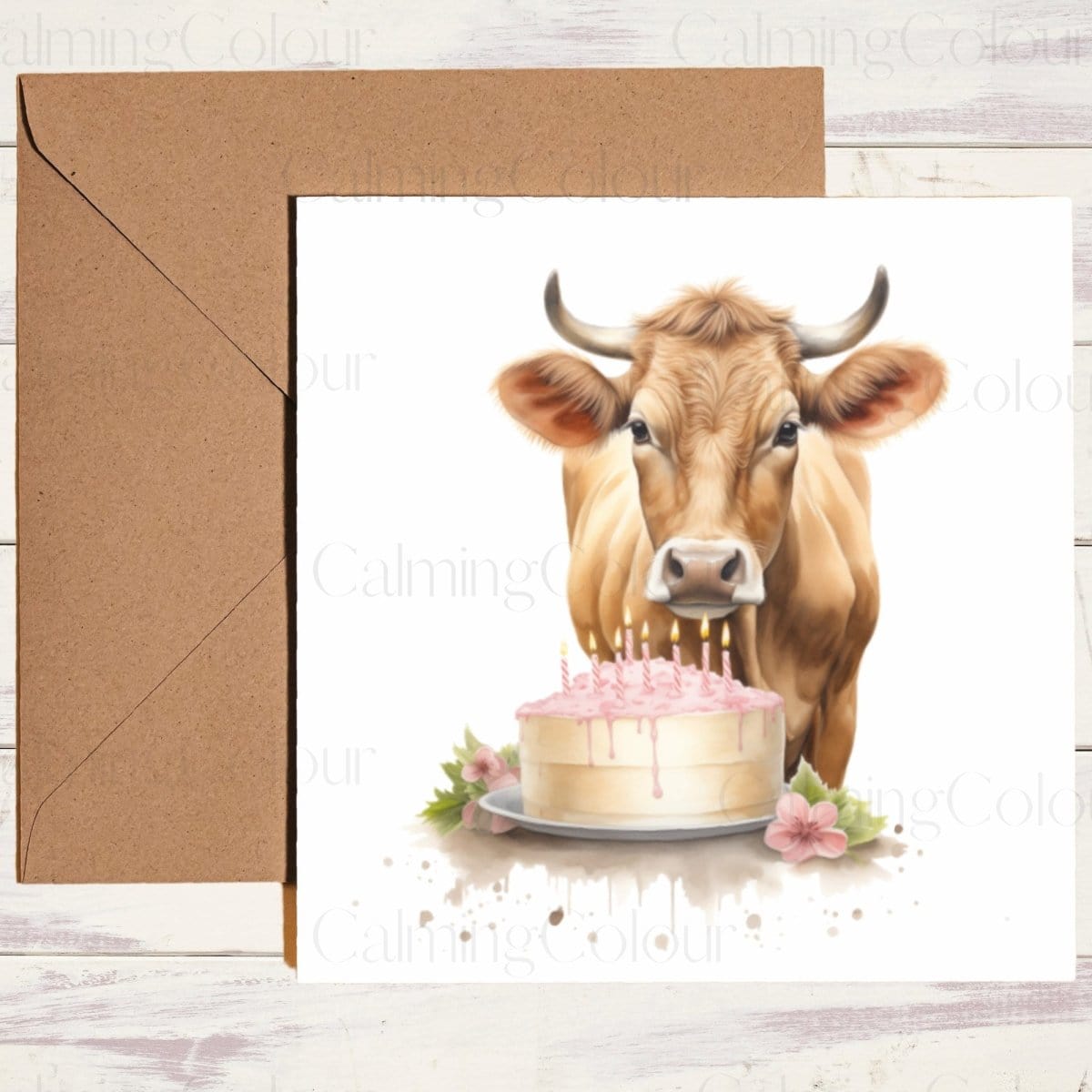 Jersey Cow Greeting Card | Birthday Card | Single Card | Calming Colour