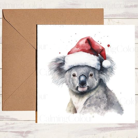 Koala wearing Red Santa Hat | Christmas Card | Christmas Card