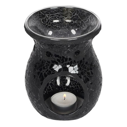 Large Black Crackle Oil Burner | Calming Colour