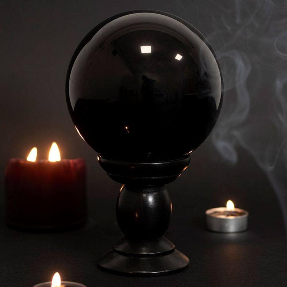 Large Black Crystal Ball on Stand | 21cm | Calming Colour