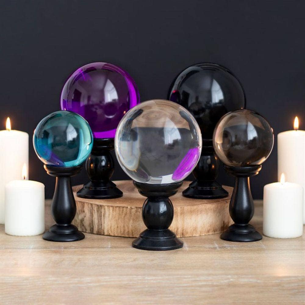 Large Black Crystal Ball on Stand | 21cm | Calming Colour