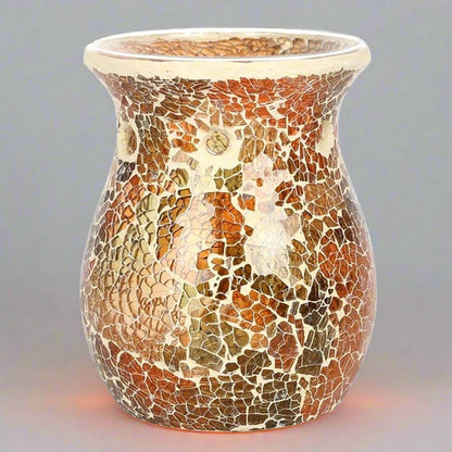 Large Brown Crackle Oil Burner | Calming Colour