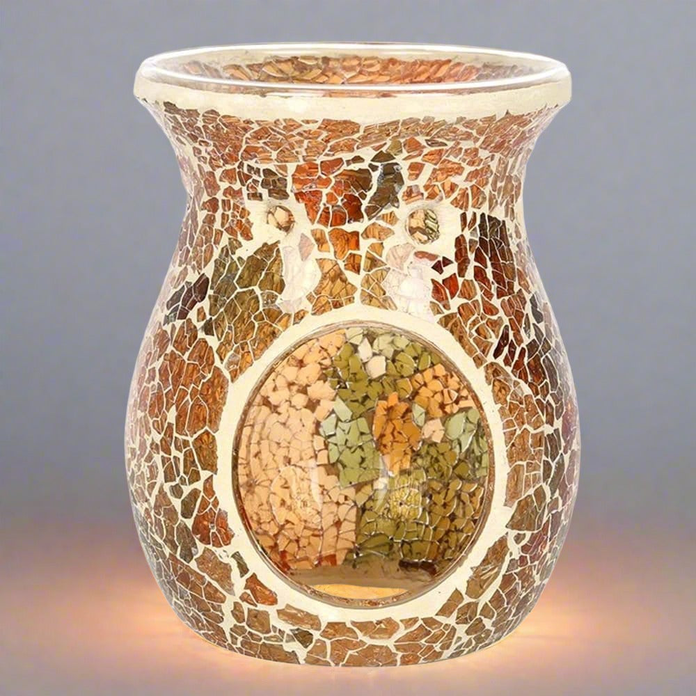 Large Brown Crackle Oil Burner | Calming Colour