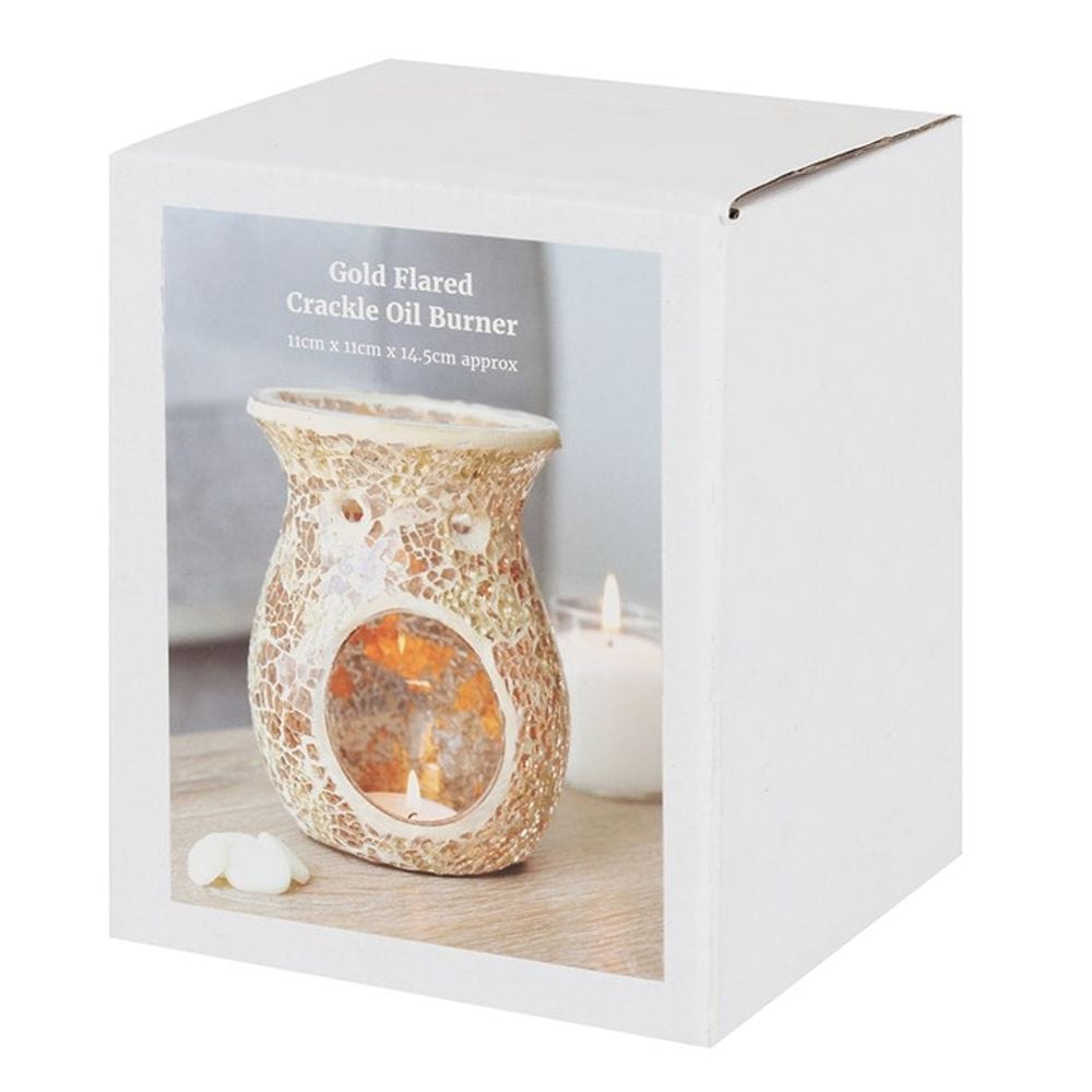 Large Gold Crackle Glass Oil Burner | Calming Colour