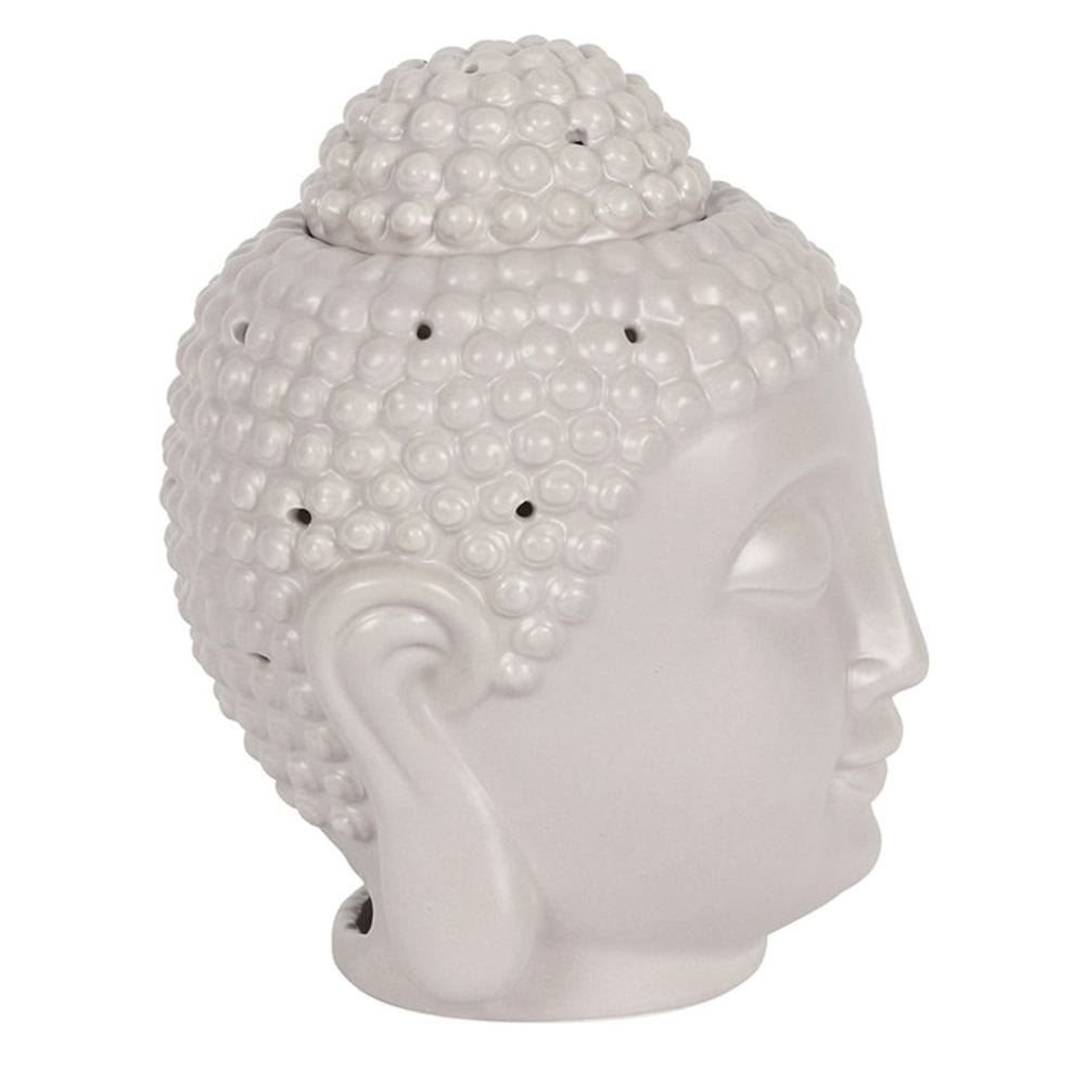 Large Grey Buddha Head Oil Burner | Calming Colour