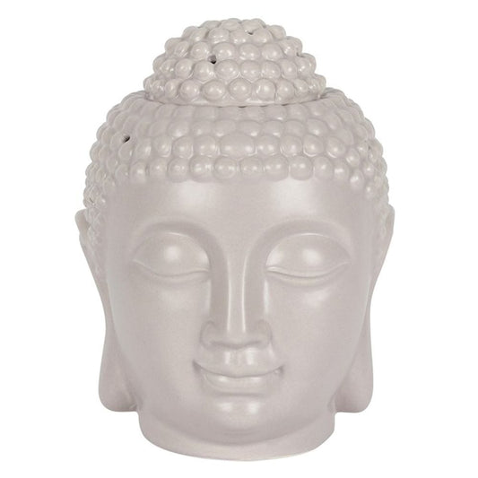 Large Grey Buddha Head Oil Burner | Calming Colour