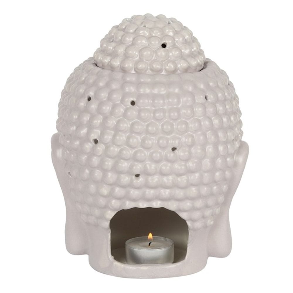 Large Grey Buddha Head Oil Burner | Calming Colour