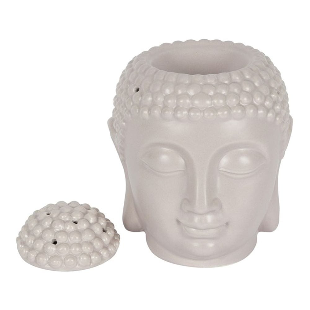 Large Grey Buddha Head Oil Burner | Calming Colour