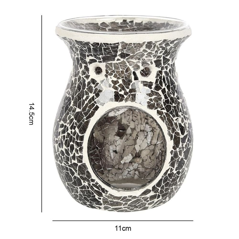 Large Gunmetal Grey Crackle Oil Burner | Calming Colour