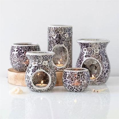 Large Gunmetal Grey Crackle Oil Burner | Calming Colour