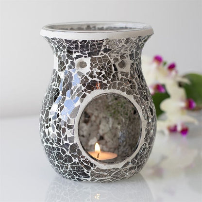 Large Gunmetal Grey Crackle Oil Burner | Calming Colour