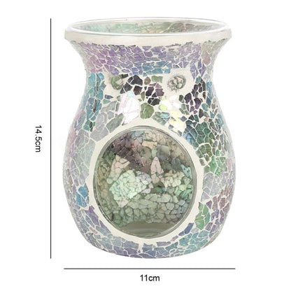 Large Light Blue Iridescent Crackle Oil Burner | Calming Colour