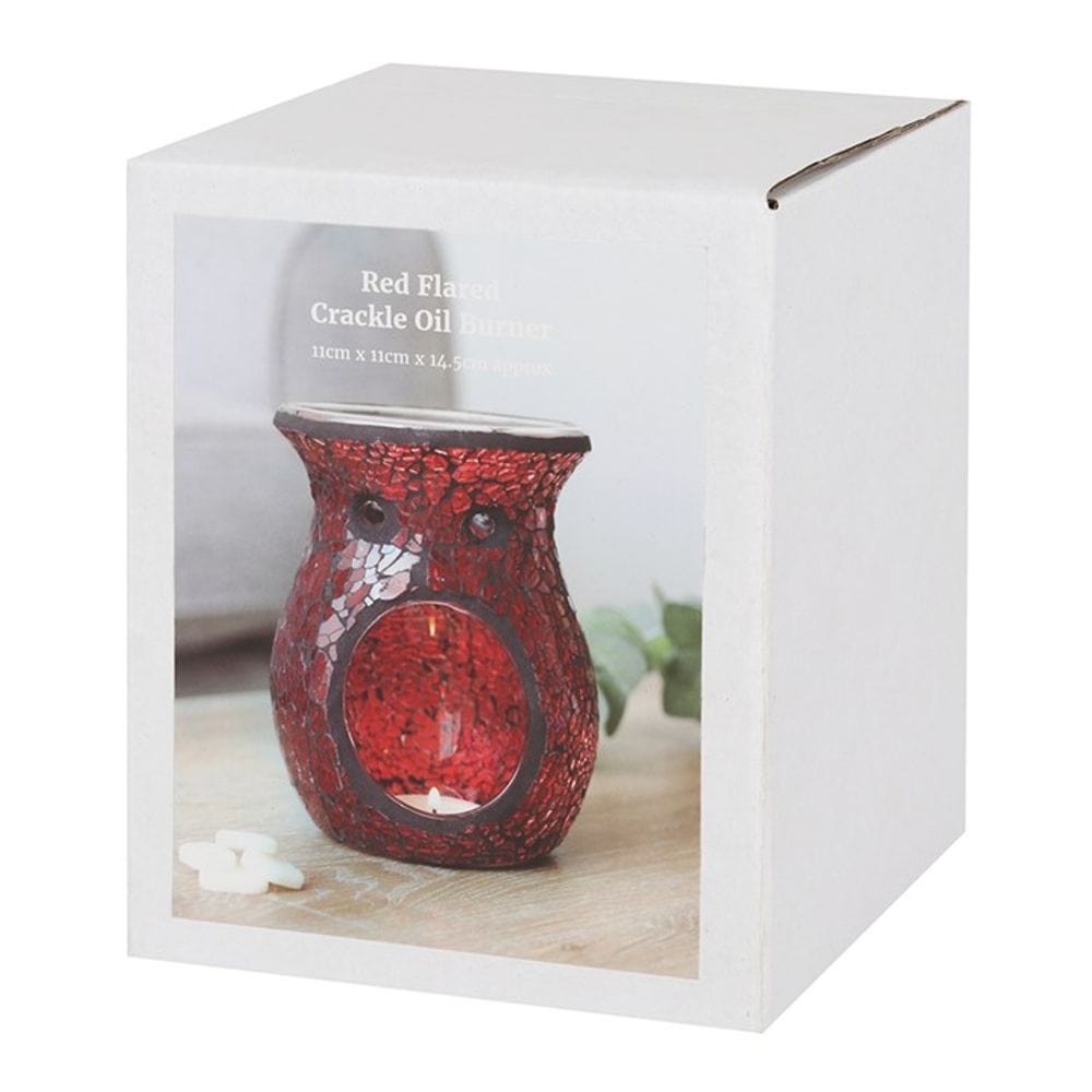 Large Red Crackle Glass Oil Burner | Calming Colour