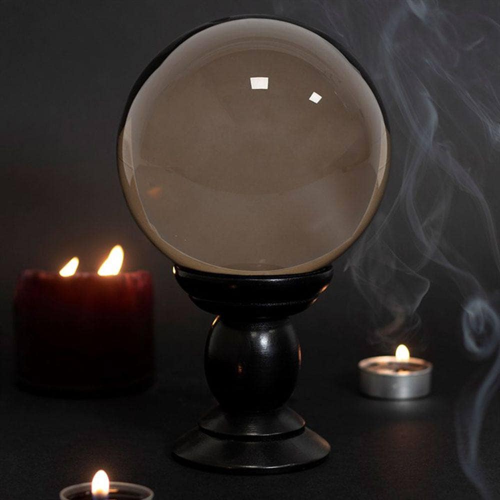 Large Smoke Grey Crystal Ball on Stand | 21cm | Calming Colour