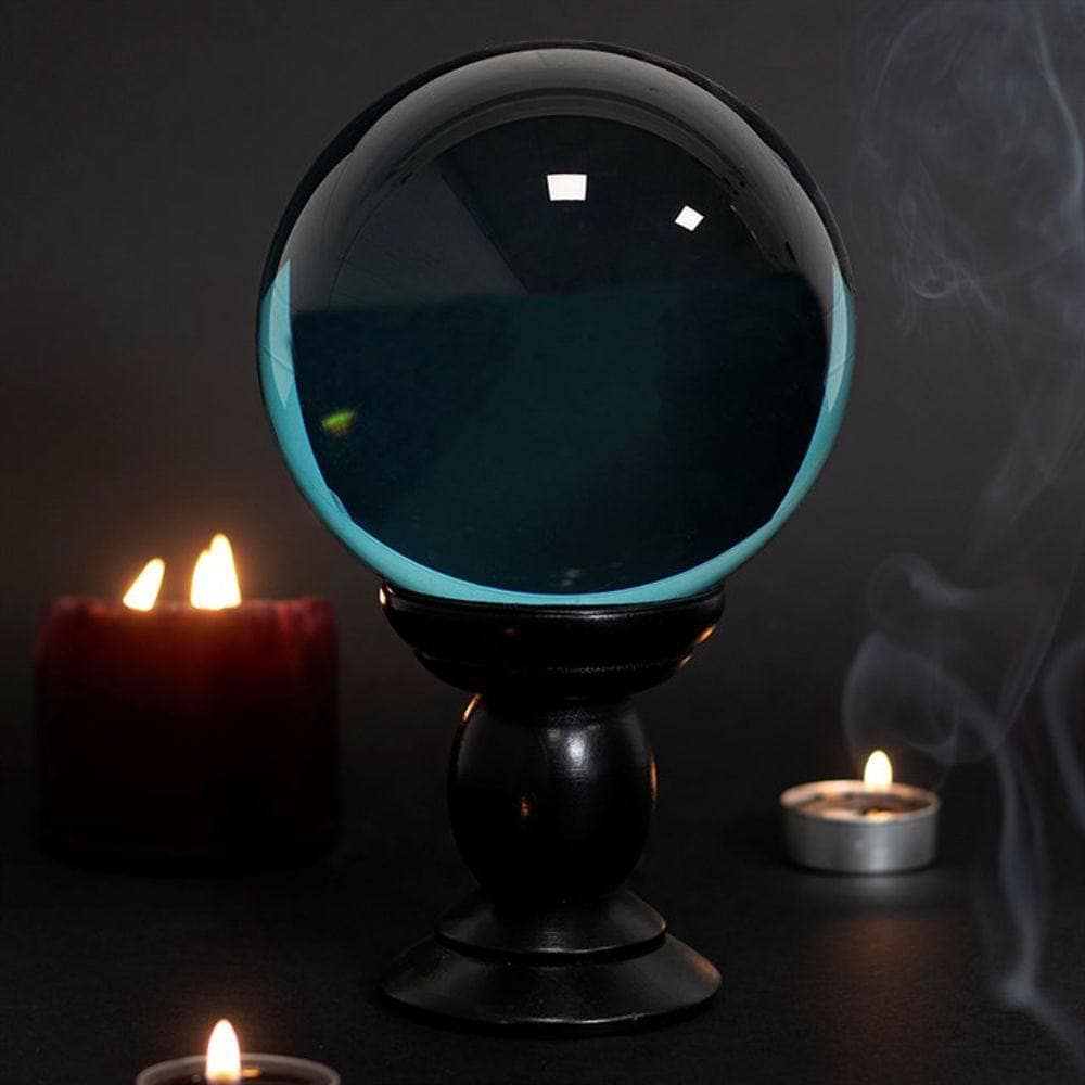 Large Teal Crystal Ball on Stand | 21cm | Calming Colour