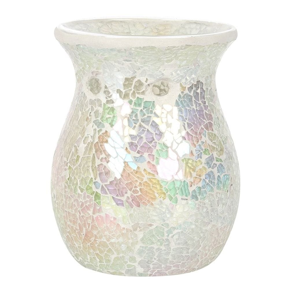 Large White Iridescent Crackle Oil Burner | Calming Colour