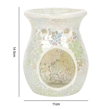 Large White Iridescent Crackle Oil Burner | Calming Colour