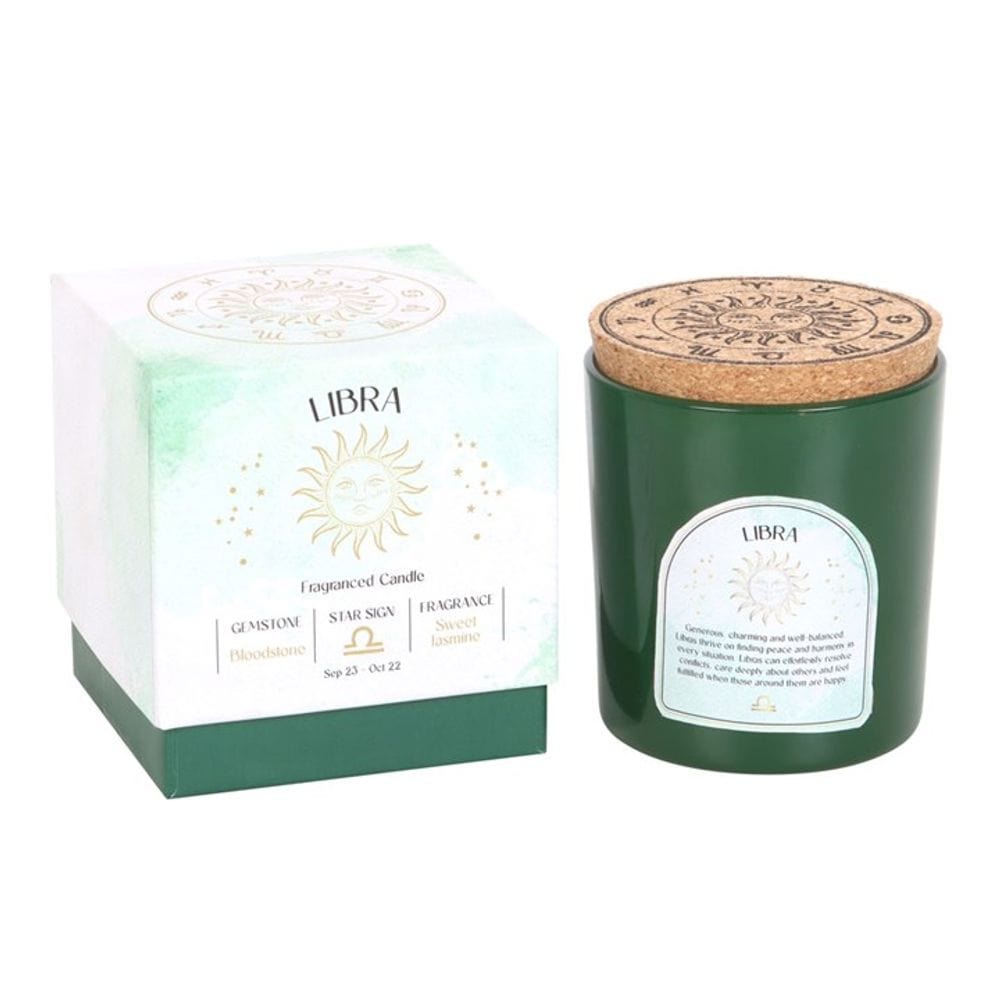 Libra Sweet Jasmine Gemstone Zodiac Candle | Calming Colour