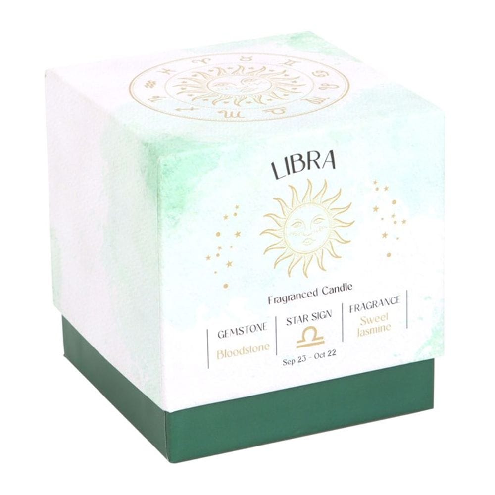 Libra Sweet Jasmine Gemstone Zodiac Candle | Calming Colour