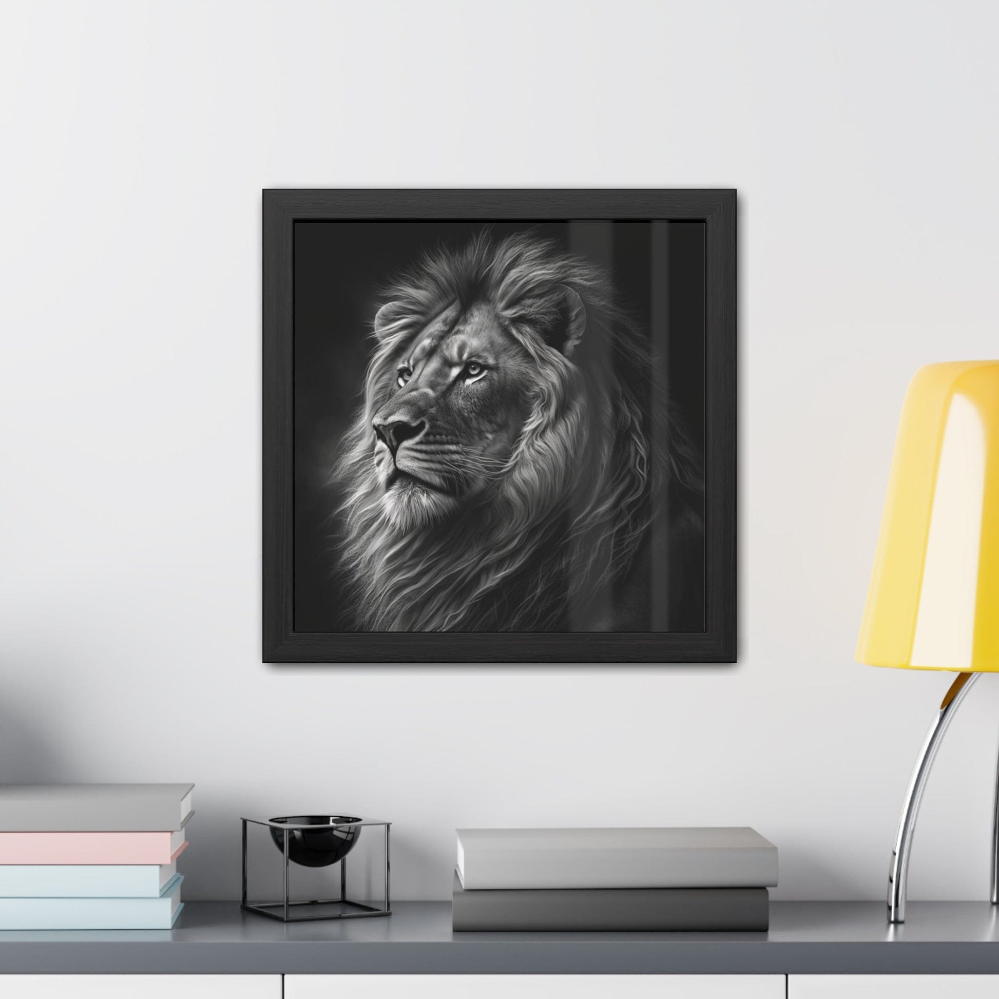 Lion - FRAMED Print "Noble Gaze of the Lion" | Calming Colour