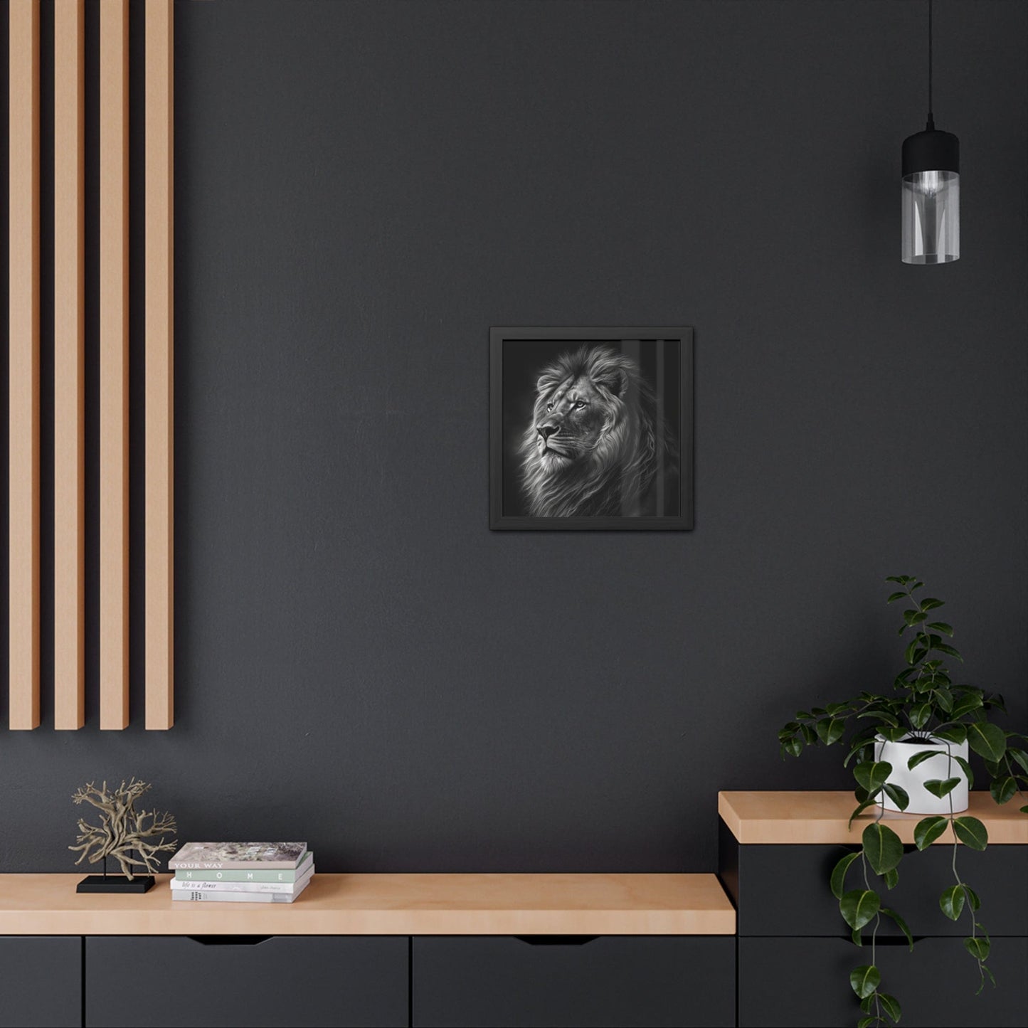 Lion - FRAMED Print "Noble Gaze of the Lion" | Calming Colour