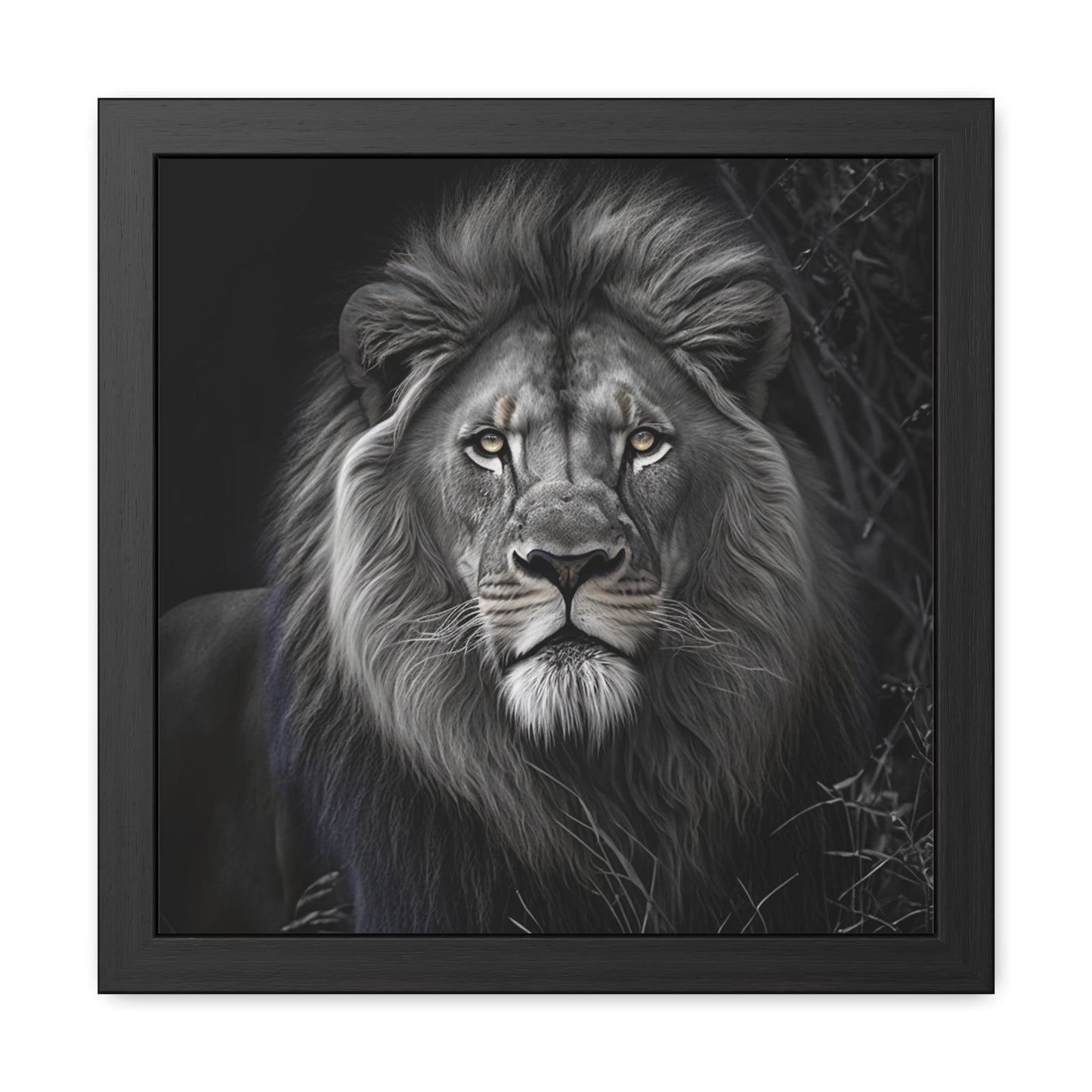 Lion - FRAMED Print "Sovereign Stare: The Lion's Essence" | Calming Colour