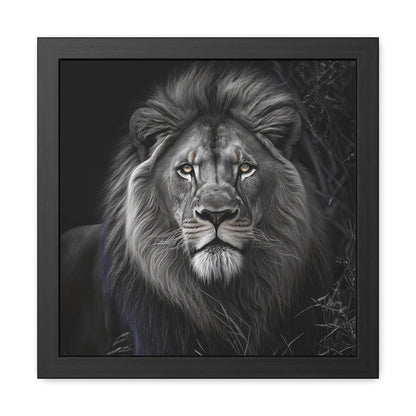 Lion - FRAMED Print "Sovereign Stare: The Lion's Essence" | Calming Colour