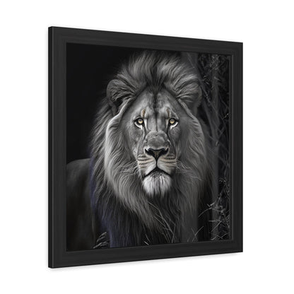 Lion - FRAMED Print "Sovereign Stare: The Lion's Essence" | Calming Colour