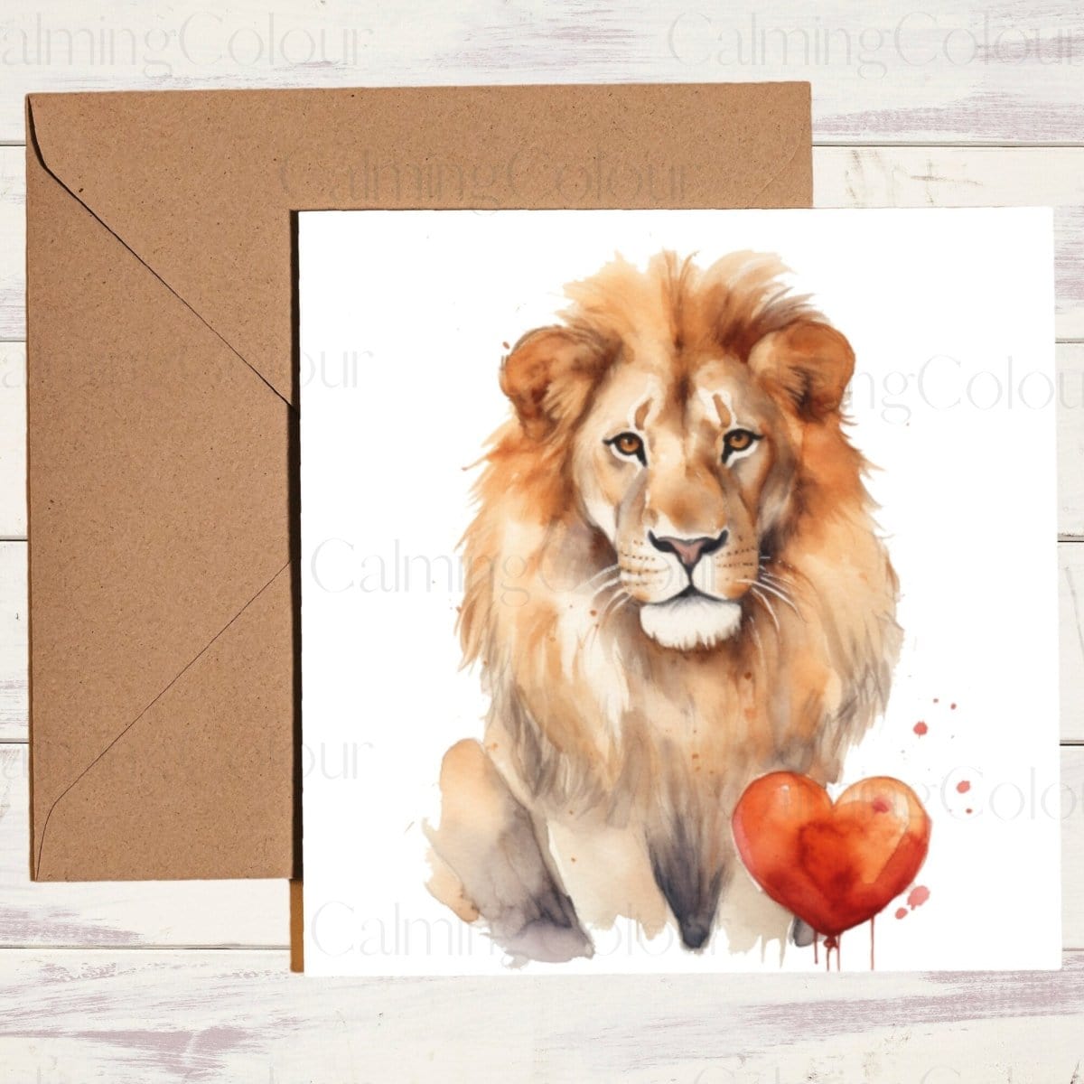 Lion Greeting Card | Card for Animal Lover | Single Card | Calming Colour