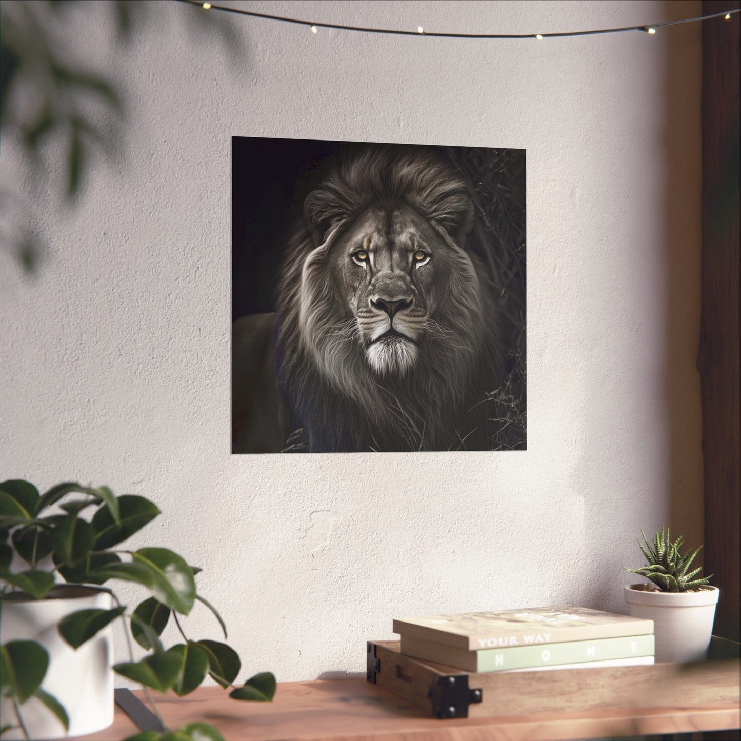 Lion - POSTER Print "Sovereign Stare: The Lion's Essence" | Calming Colour