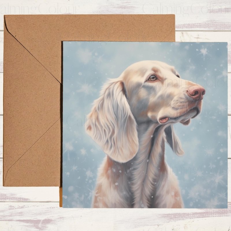 Long - Haired Weimaraner in Snow | Christmas Card | Christmas Card