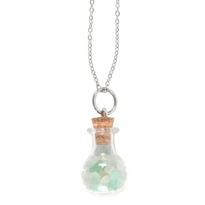 Luck Green Aventurine Crystal Chip Potion Bottle Necklace | Calming Colour