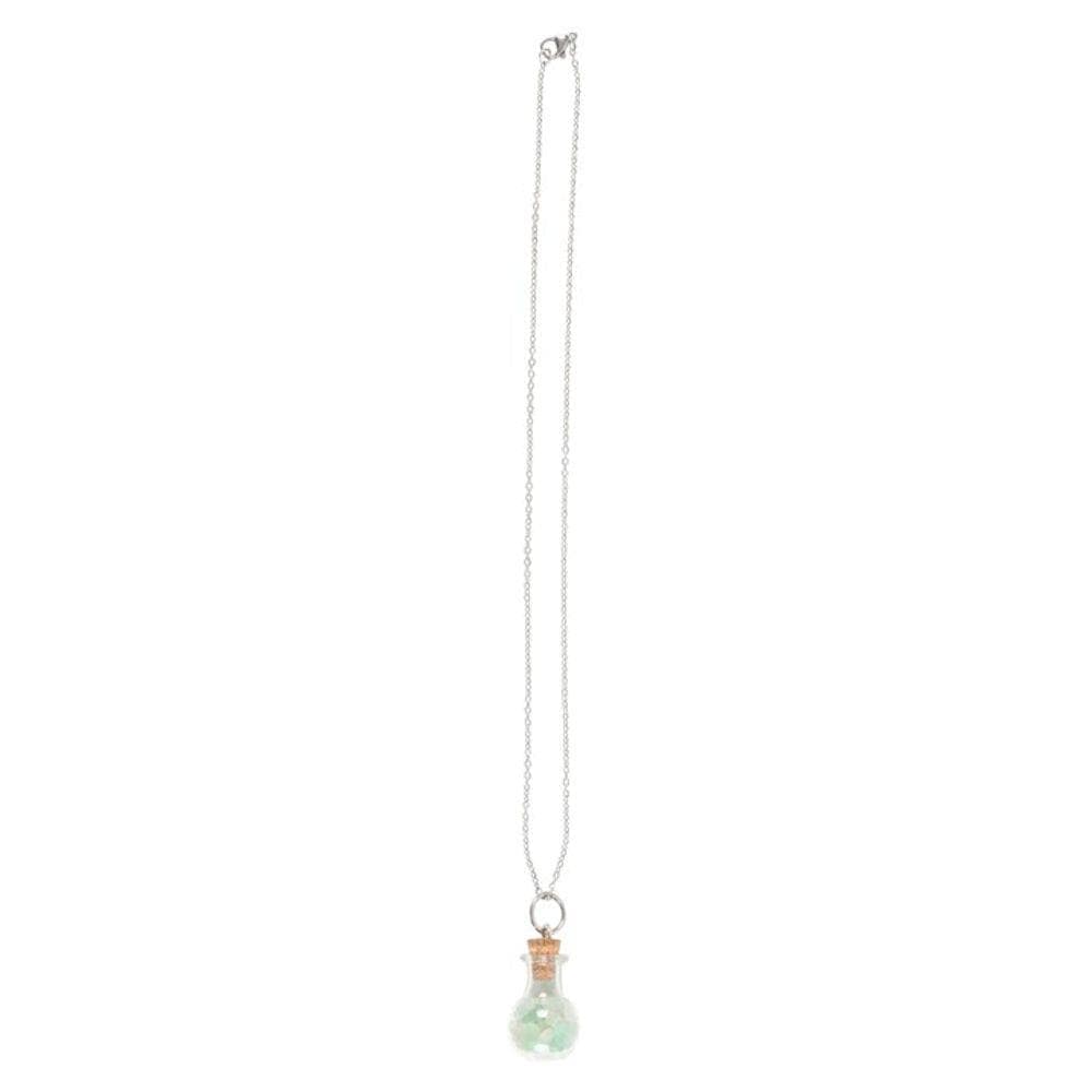 Luck Green Aventurine Crystal Chip Potion Bottle Necklace | Calming Colour