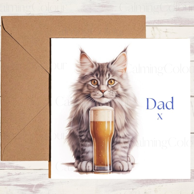 Maine Coon Cat Father's Day Card | Dad With Love | Father's Day