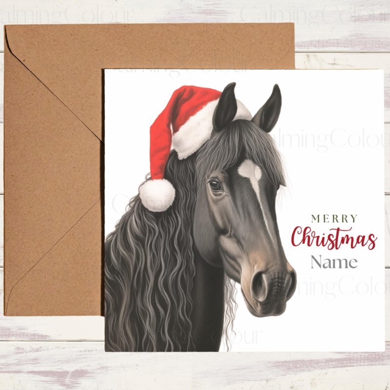 Majestic Black Horse | Festive Christmas Card | Christmas Card
