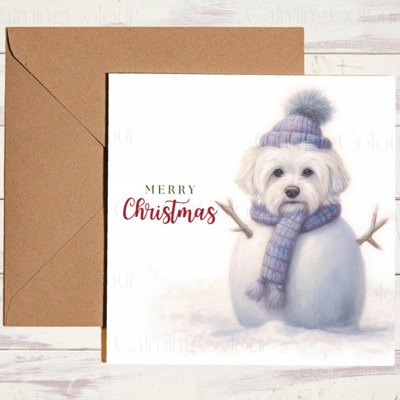 Maltese Snowman Christmas Card | Christmas Card