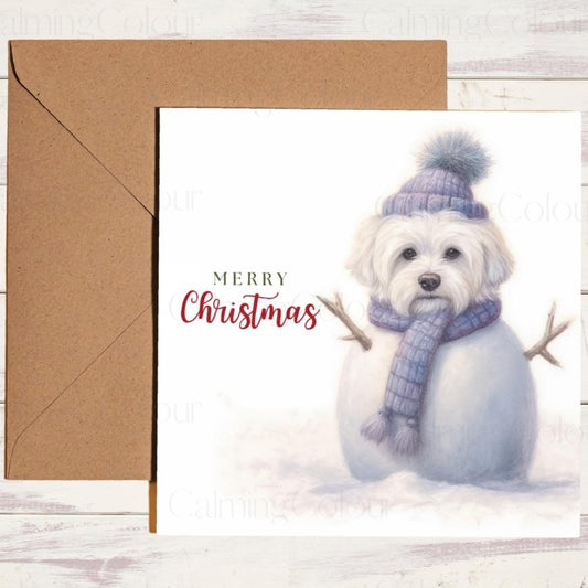 Maltese Snowman Christmas Card | Christmas Card
