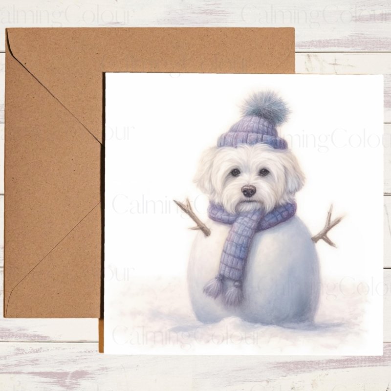 Maltese Snowman Christmas Card | Christmas Card