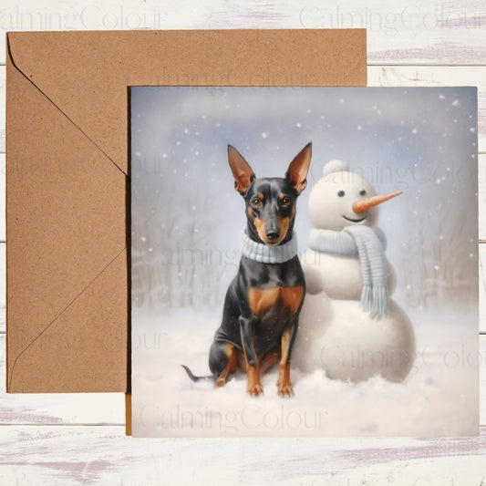 Manchester Terrier in the Snow | Christmas Card | Christmas Card