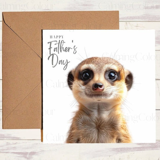 Meerkat Father's Day Card | Card for Meerkat Lover | Calming Colour