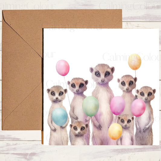 Meerkat Family | Greeting Card | Single Card | Calming Colour