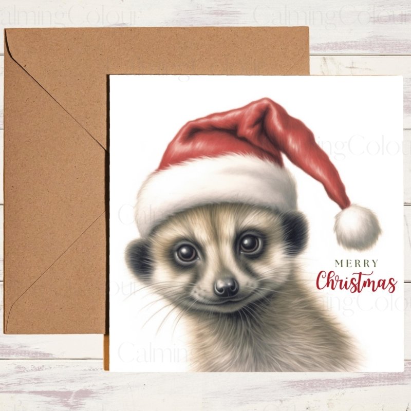 Meerkat with a Santa Hat | Christmas Card | Christmas Card