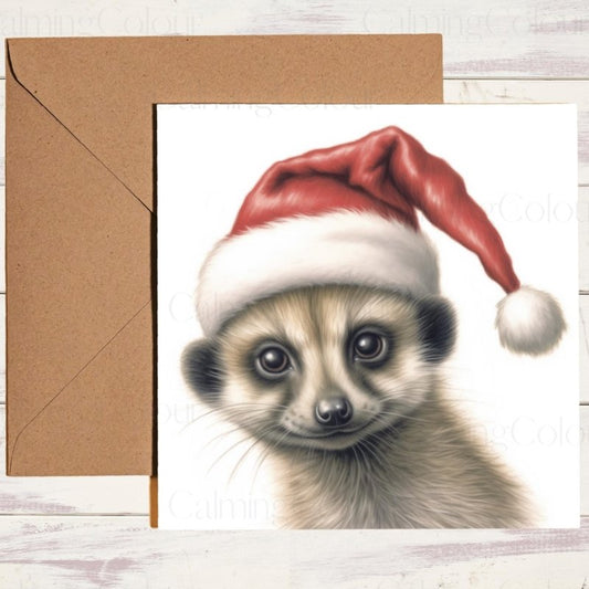 Meerkat with a Santa Hat | Christmas Card | Christmas Card