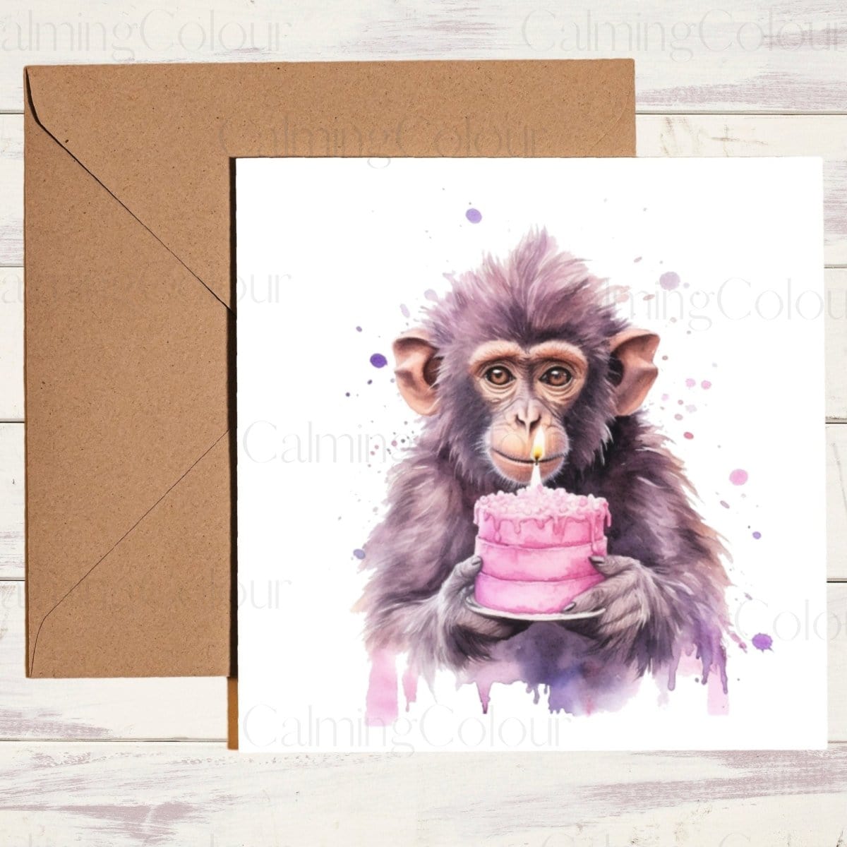 Monkey Greeting Card | Birthday Card | Single Card | Calming Colour