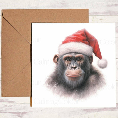 Monkey wearing Red Santa Hat | Christmas Card | Christmas Card