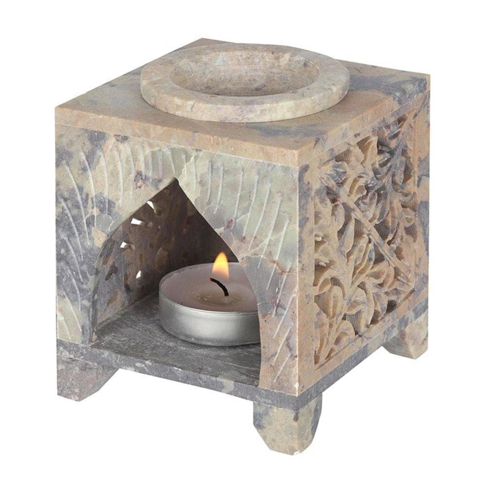 Moroccan Arch Cutout Soapstone Oil Burner | Calming Colour