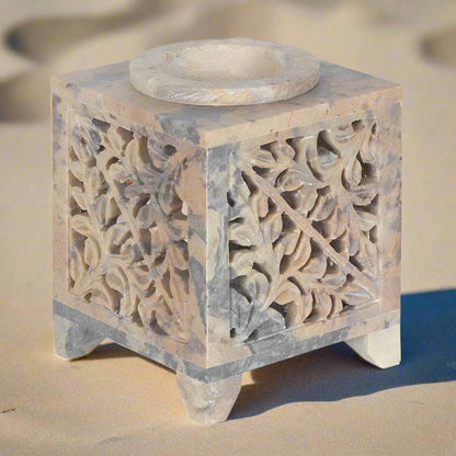 Moroccan Arch Cutout Soapstone Oil Burner | Calming Colour