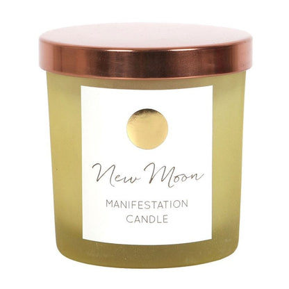 New Moon Wild Orange Manifestation Candle with Clear Quartz | Calming Colour