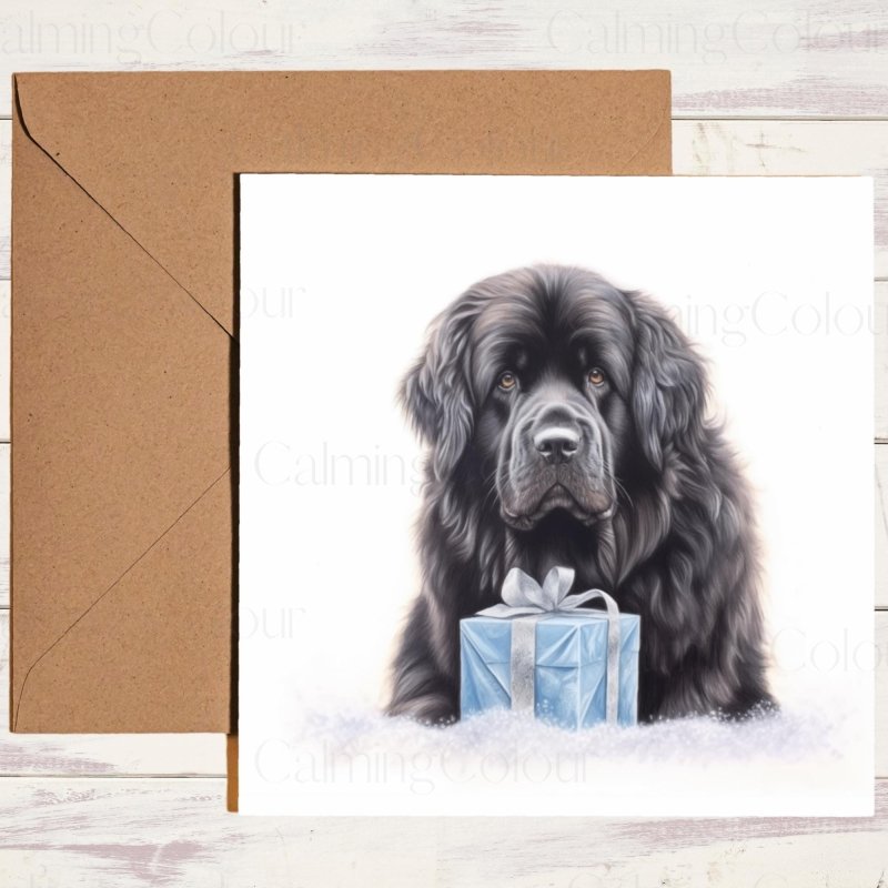 Newfoundland Dog Christmas Card | Snowy Greetings | Christmas Card